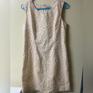 Vintage L.L.Bean 8 PETITE Floral Cotton Shift Dress Sleeveless Spring
